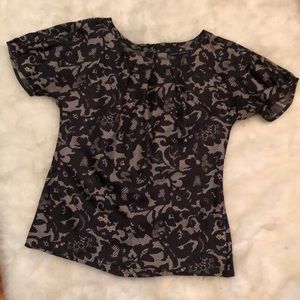 Banana Republic Lace Print Silk Blouse